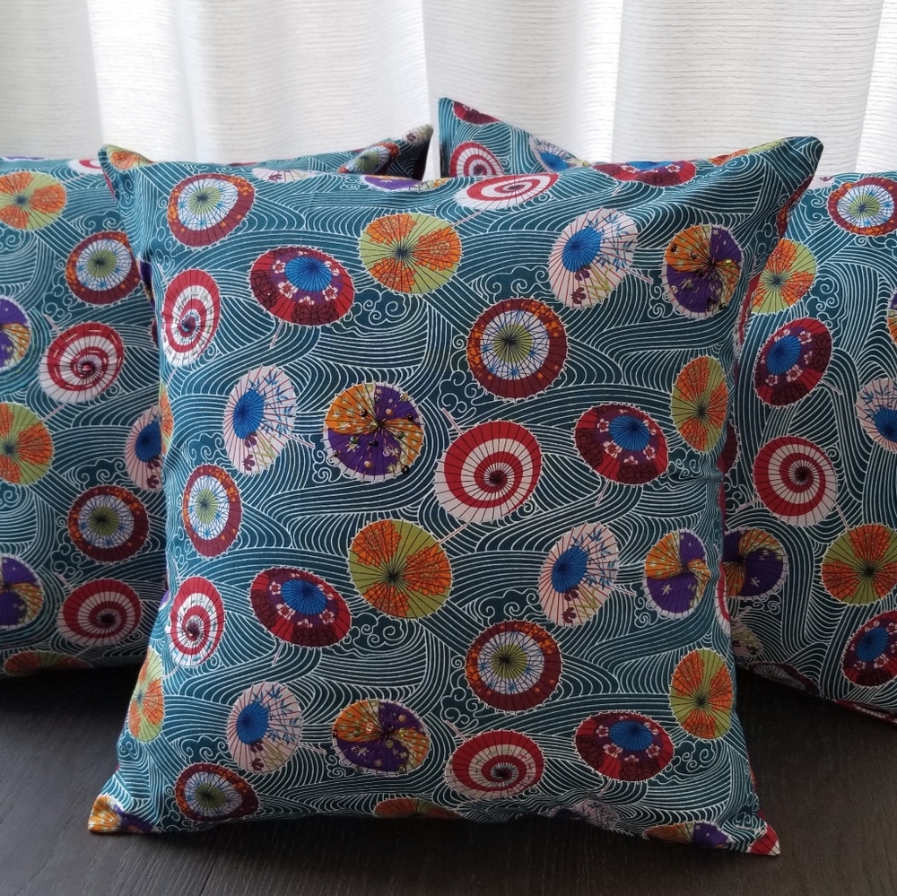 Handmade 16x16 Accent Pillowcases  Colorful Umbrella Pillow Covers Home Decor